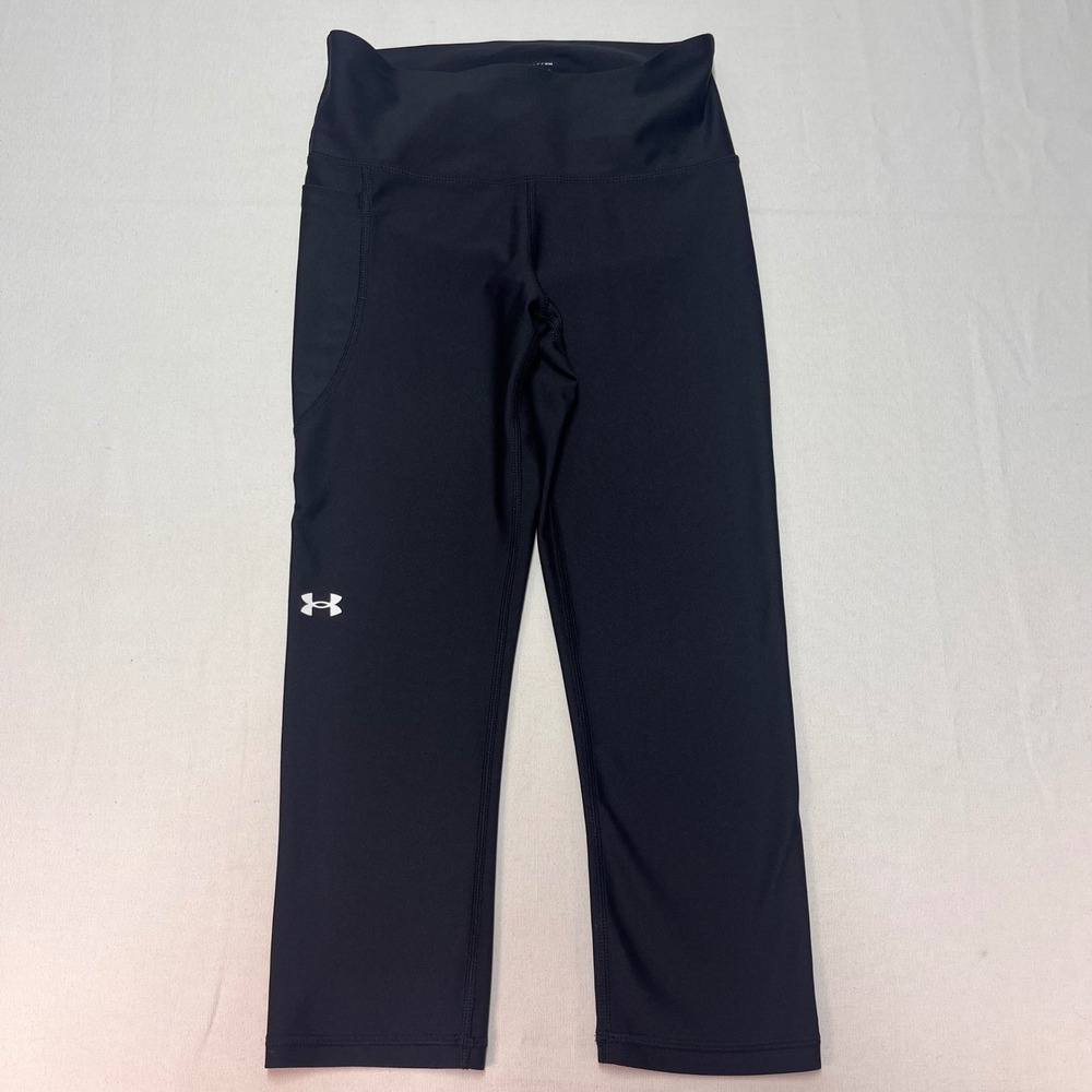 Under Armour HeatGear Compression Cropped Leggings‎ Black Side Pocket SM